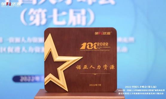 恭賀諾亞人力資源榮膺2022第一資源人力資源服務(wù)機(jī)構(gòu)100強(qiáng)榜單！